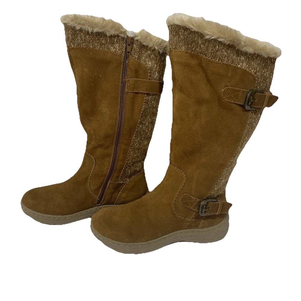 Baretraps Adalia Boots Flats Sz 6 M Suede Leather Faux‎ Fur Zip. Tan